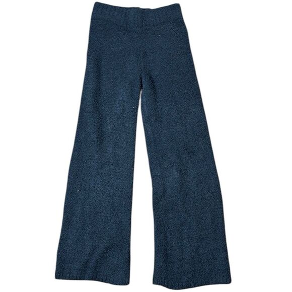Skims cozy knit fuzzy teddy fleece wide leg loungewear pants black small medium - Picture 1 of 5